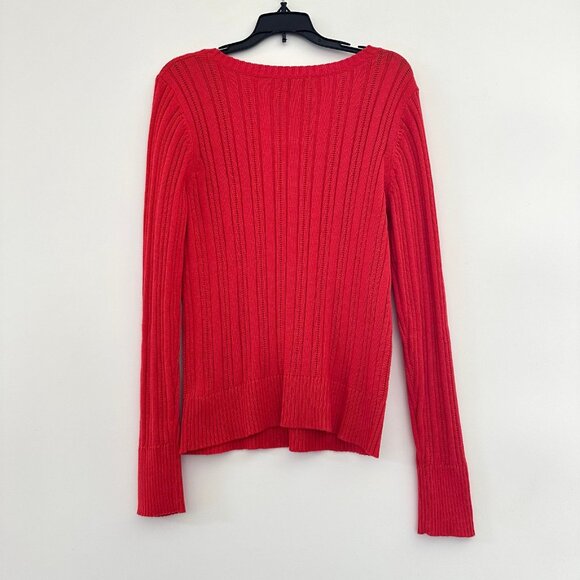 Vintage y2k Womens Red Cable Knit Sweater Size XL V Neck Preppy 2000s Holiday - Picture 8 of 8